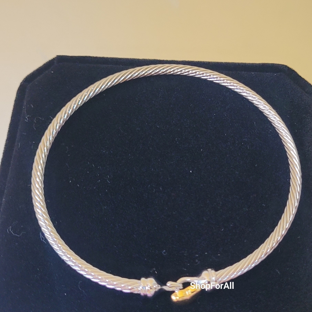 David Yurman Silver Bracelet with Gold Heart Accent - Picture 8 of 16
